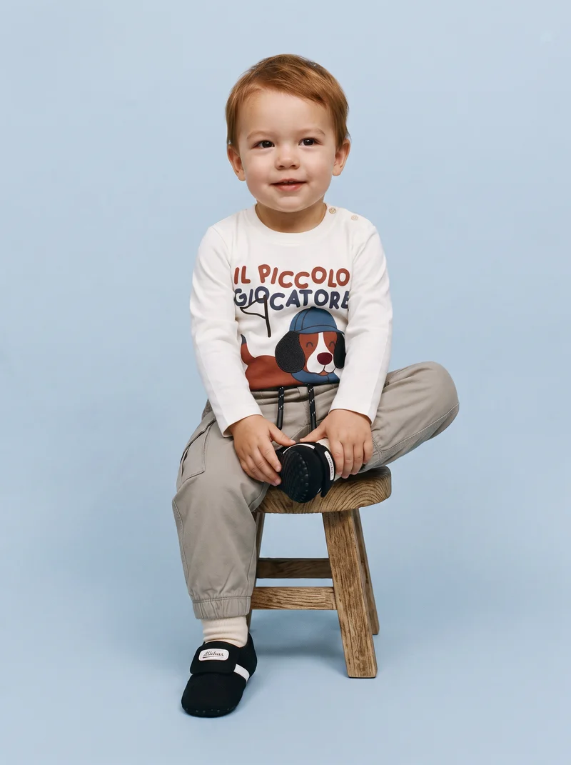 T-shirt in jersey con applicazioni sportive - Bianco latte