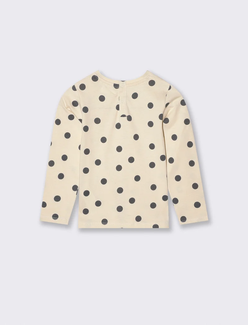 T-shirt fantasia girocollo manica lunga - Beige