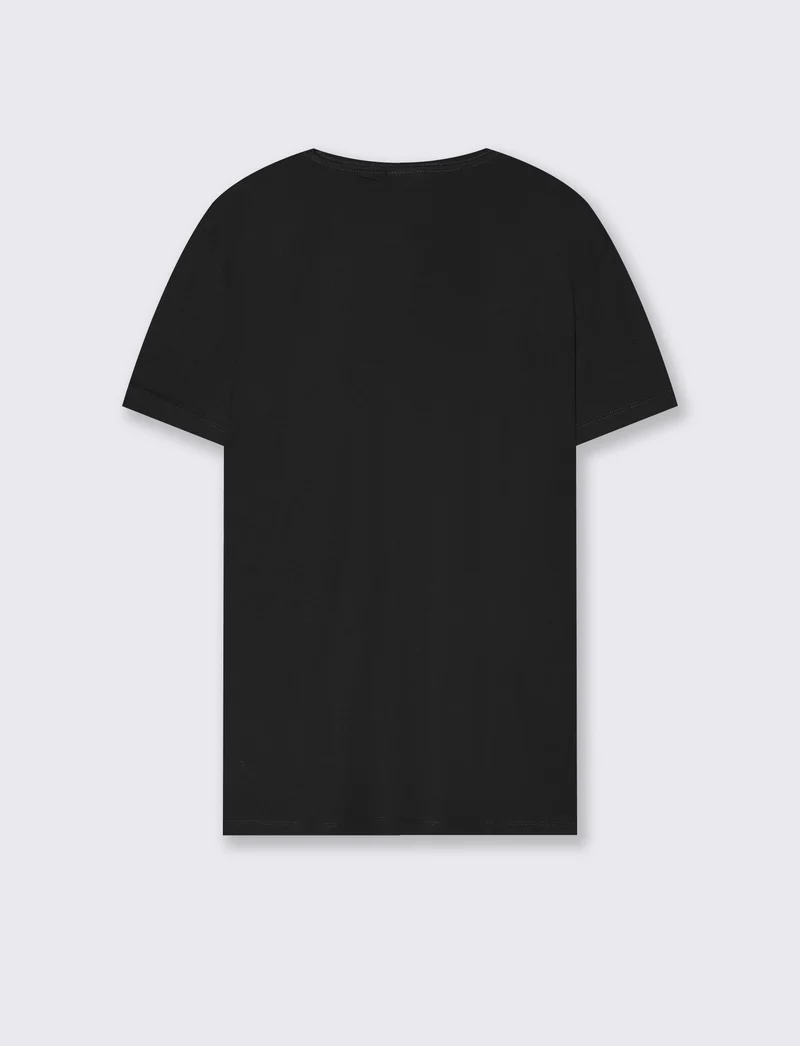 T-shirt girocollo in cotone mercerizzato - Nero