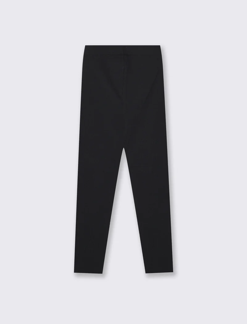 Leggings morbidi in costina elastica - Nero