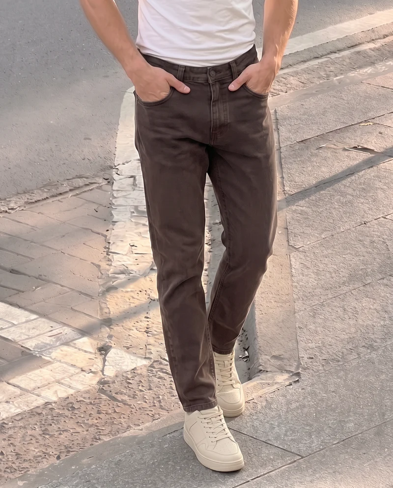 Pantaloni slim fit 5 tasche comfort - Moro