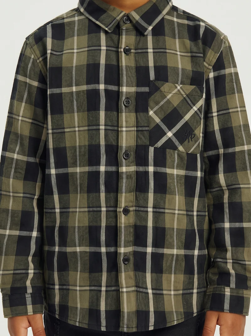 Camicia a quadri in flanella di cotone - Verde