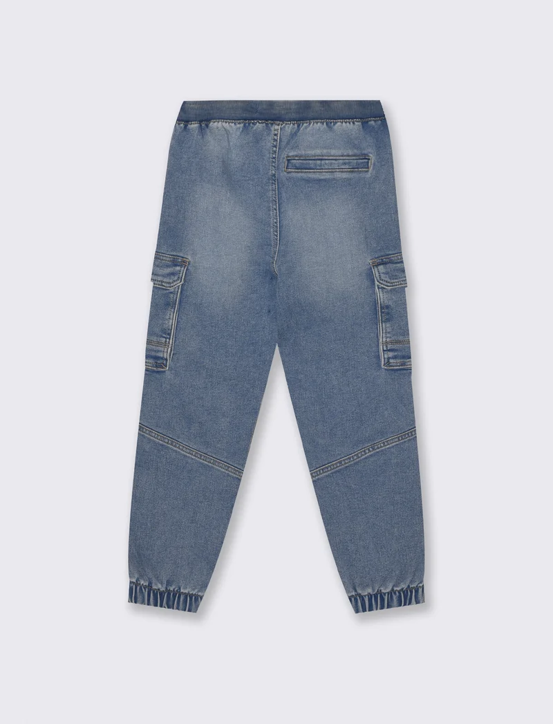 Jogging in denim con tasconi cargo - Denim chiaro