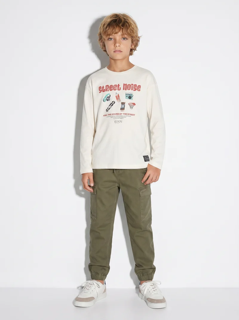 Jogging e pantaloni cargo in maglia - Verde militare