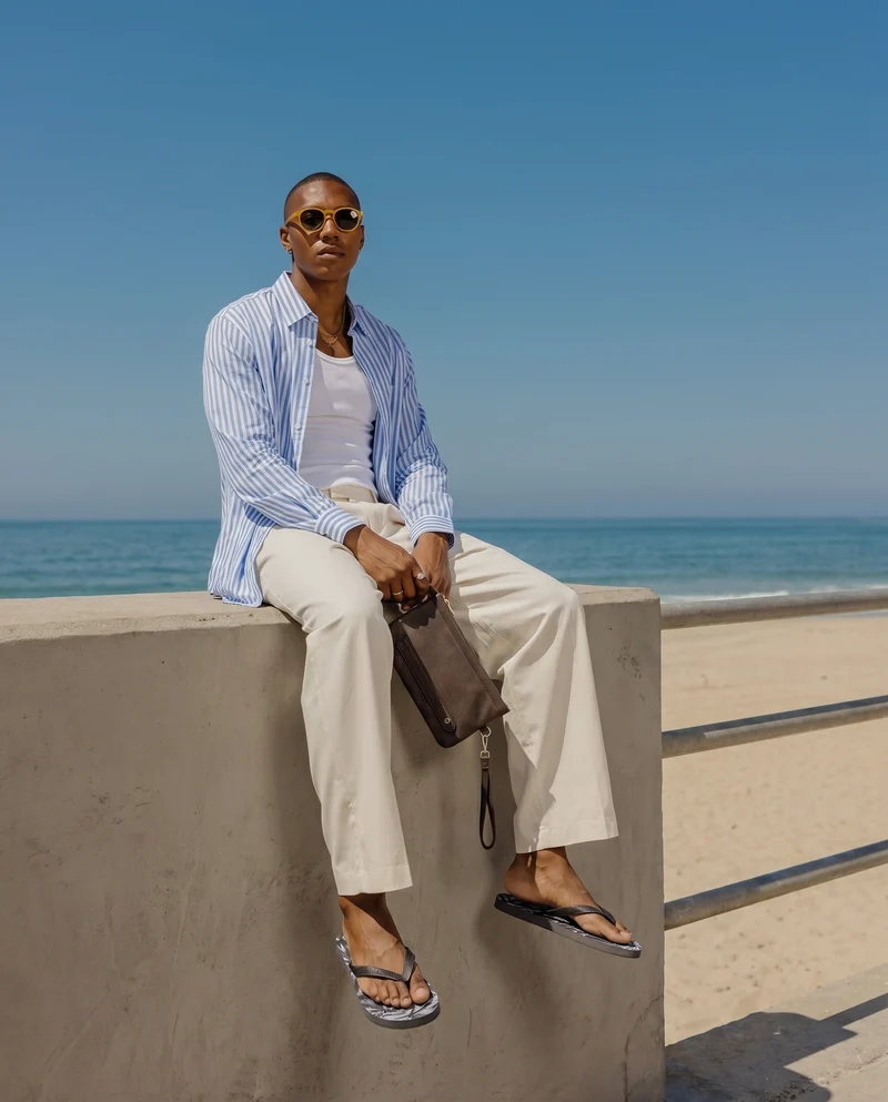 Camicia a righe regular fit in cotone - Azzurro