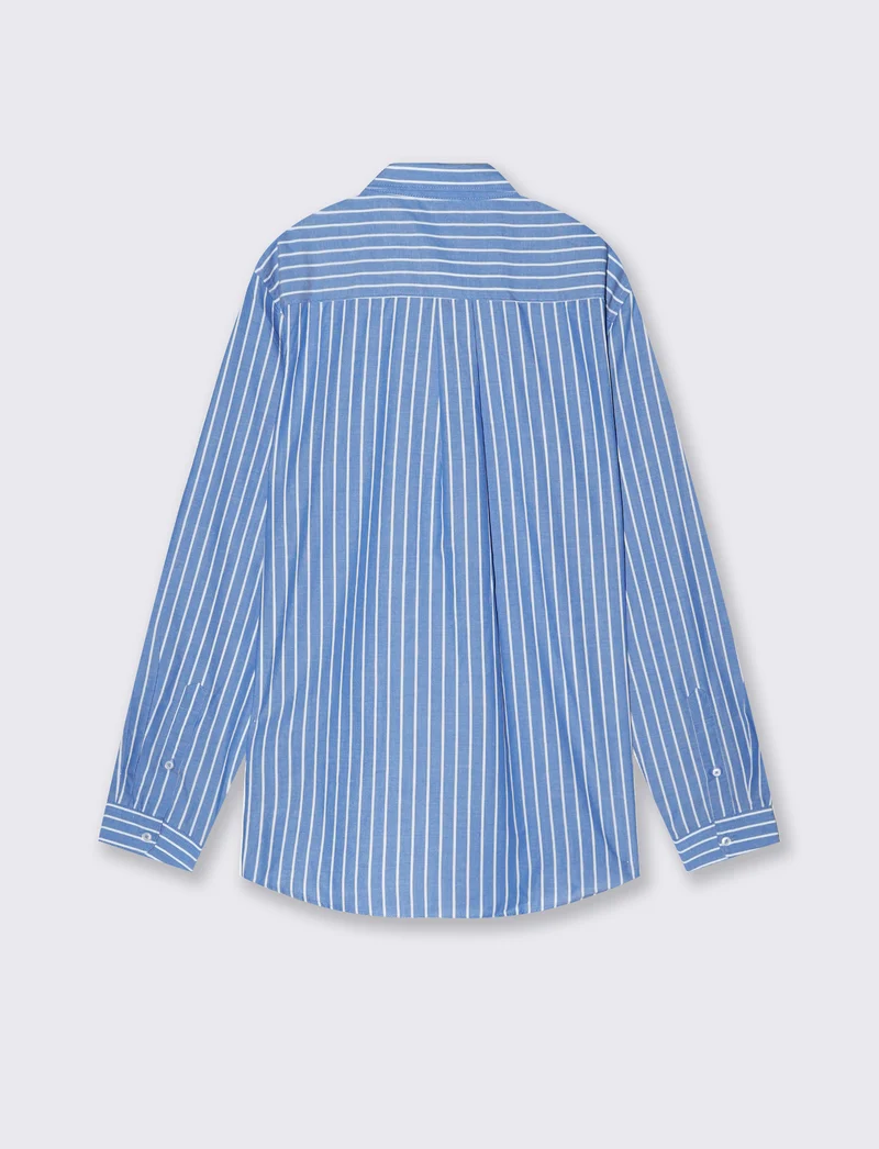 Camicia a righe regular fit in cotone - Celeste