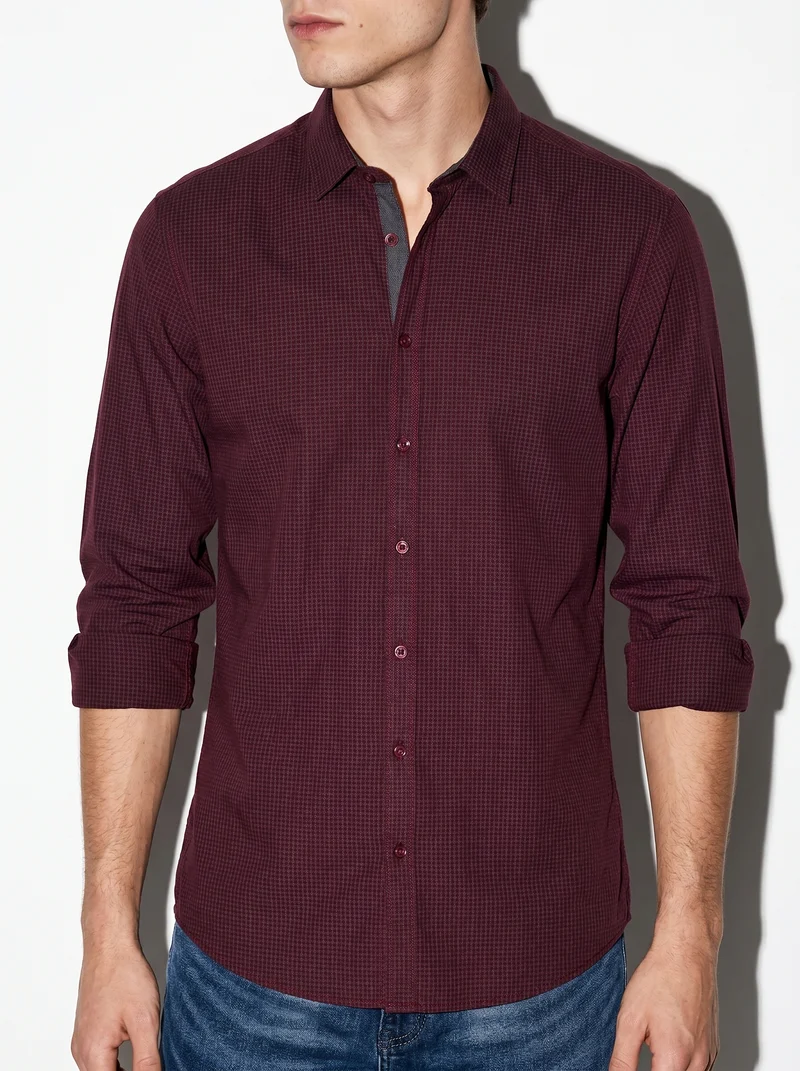 Camicia Regular Fit Easy Iron in Cotone - Viola prugna