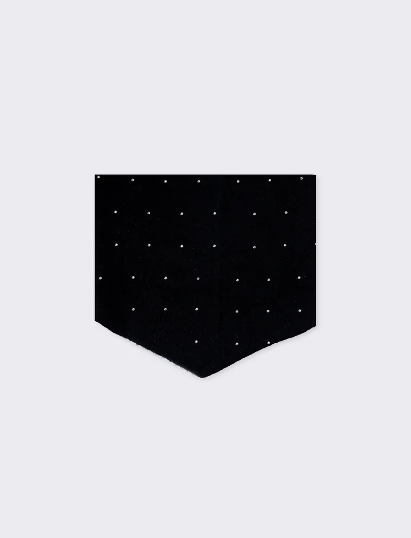 Sciarpa triangolare in maglia con borchie - Nero