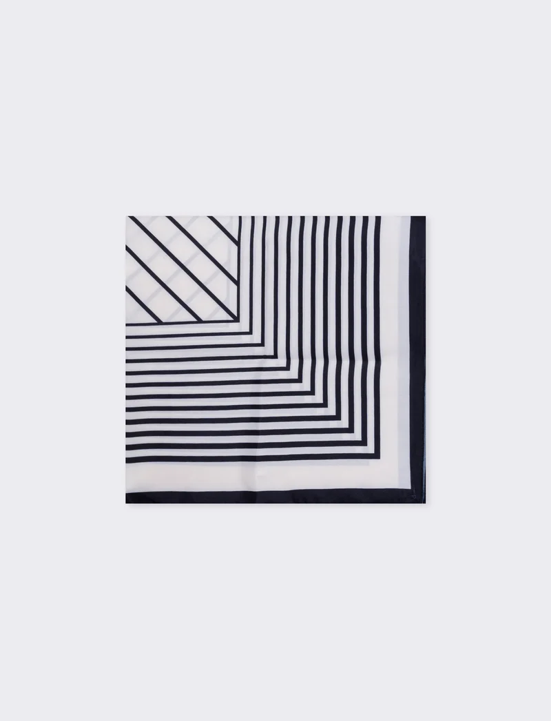 Foulard 70x70 con stampe geometriche - Bianco