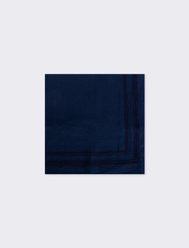 Foulard uomo con riga ricamata unita - Blu