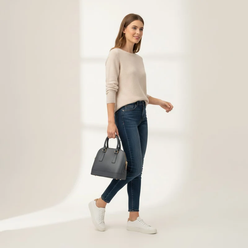 Bauletto soft touch con tracolla - Grigio
