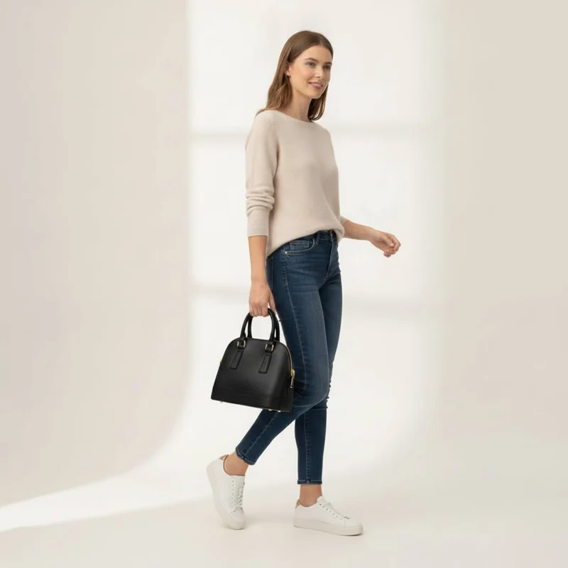 Bauletto soft touch con tracolla - Nero