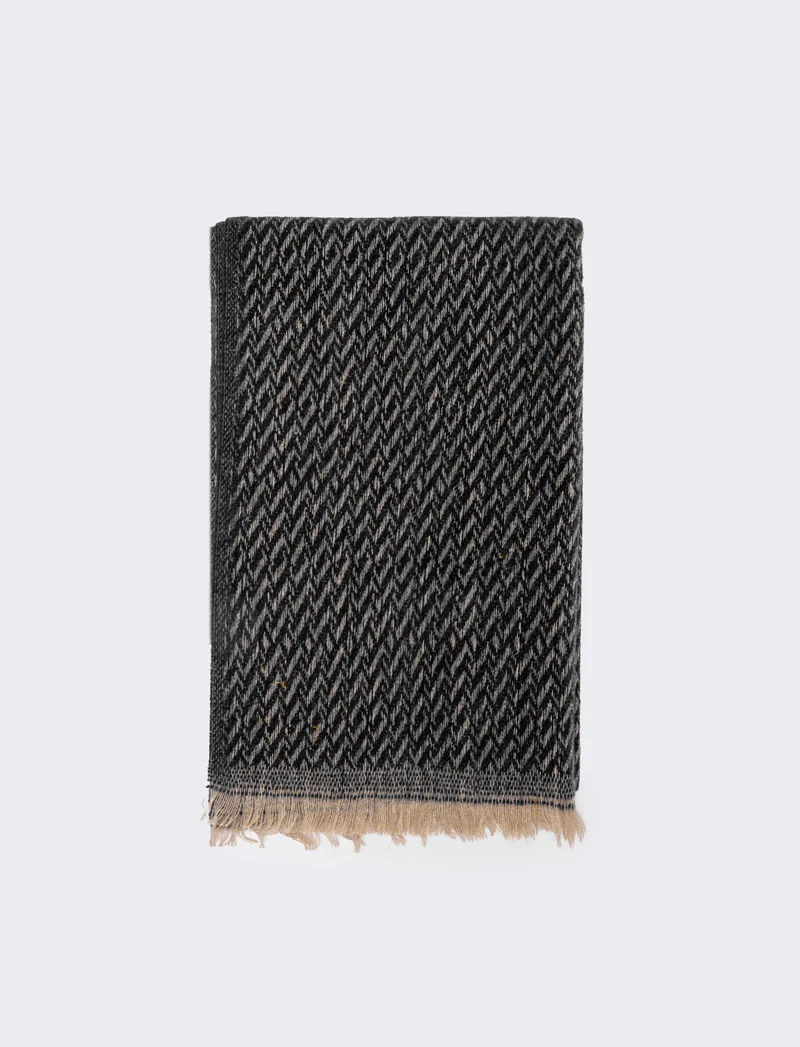 Sciarpa zig zag lurex con frange - Grigio