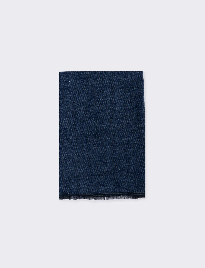 Sciarpa uomo spigata e sfrangiata - Blu