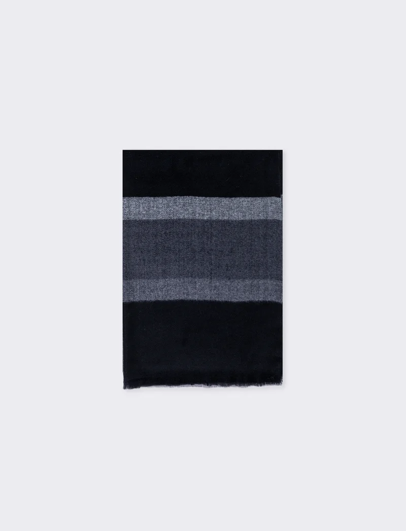 Sciarpa uomo righe con frange eleganti - Nero