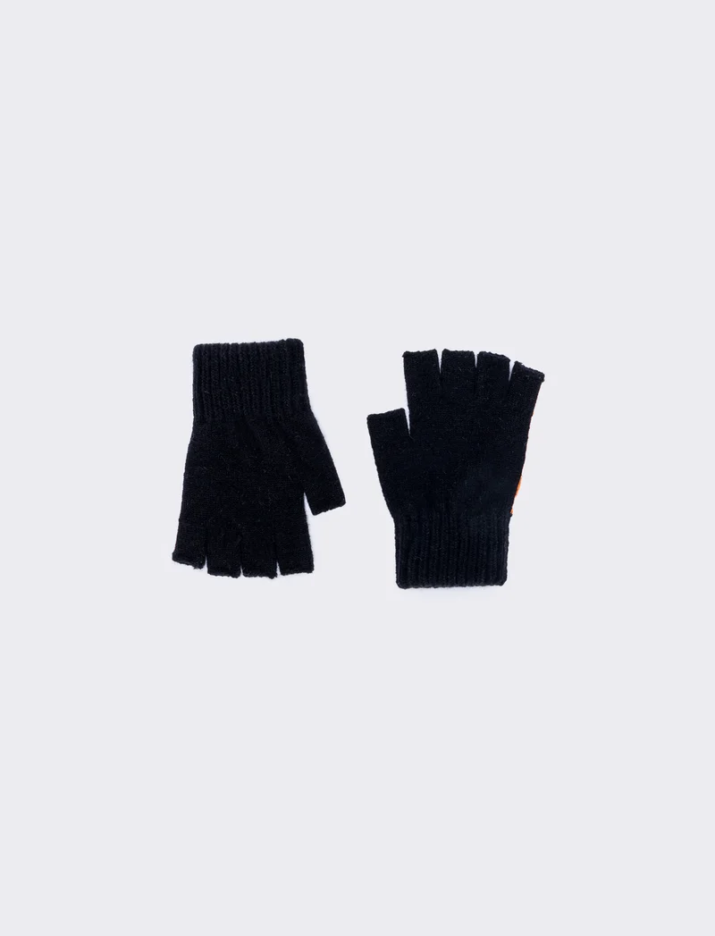 Guanti uomo maglia riga a contrasto - Nero