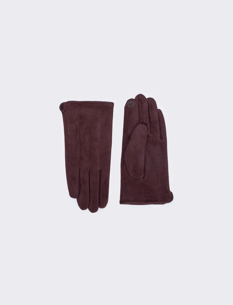 Guanti uomo in morbido effetto suede - Marrone
