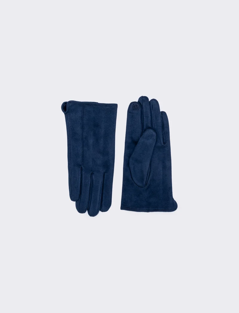 Guanti uomo in morbido effetto suede - Blu