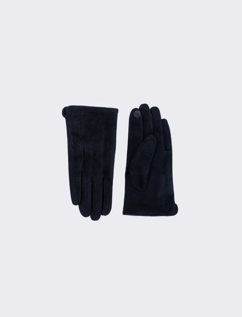 Guanti uomo in morbido effetto suede - Nero
