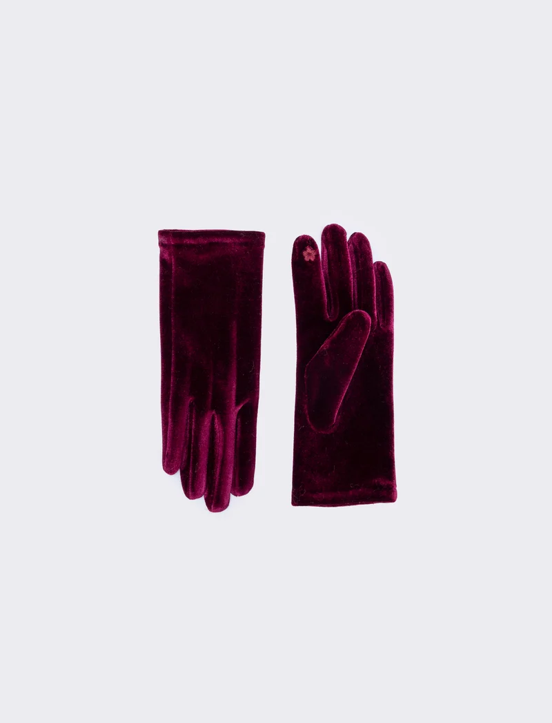 Guanti Ciniglia Touch Eleganti - Bordeaux