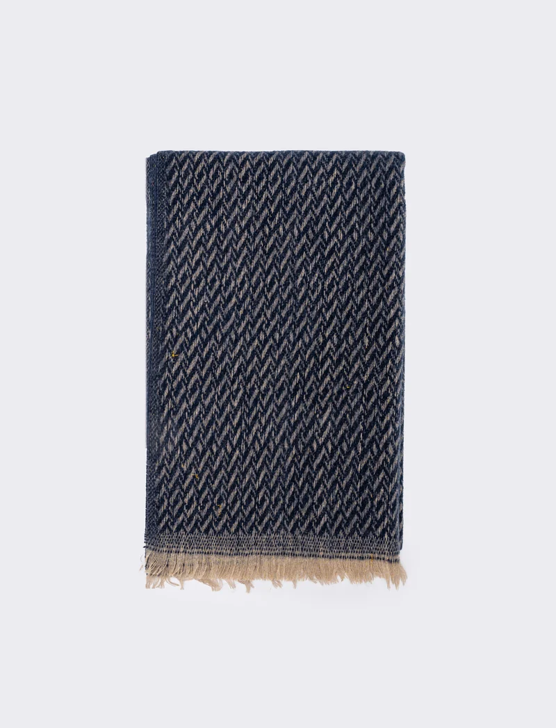 Sciarpa zig zag lurex con frange - Blu
