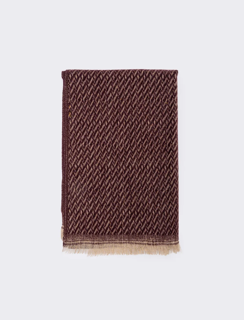 Sciarpa zig zag lurex con frange - Bordeaux