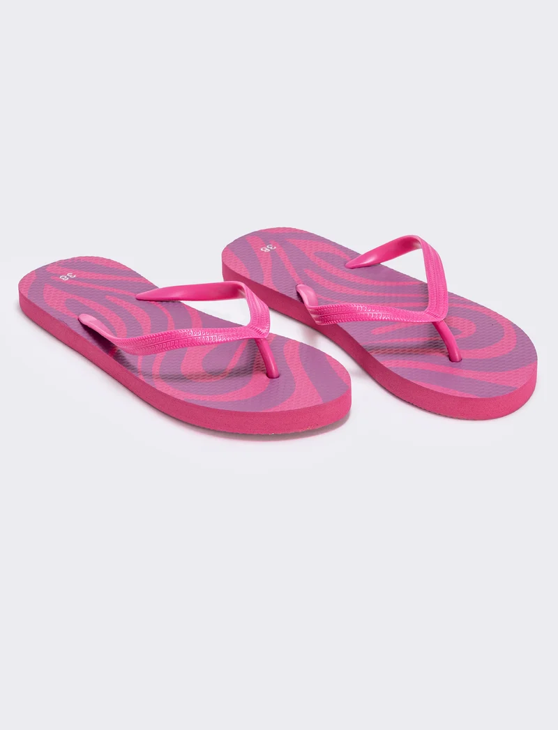 Infradito con stampa astratta PVC - Fuxia
