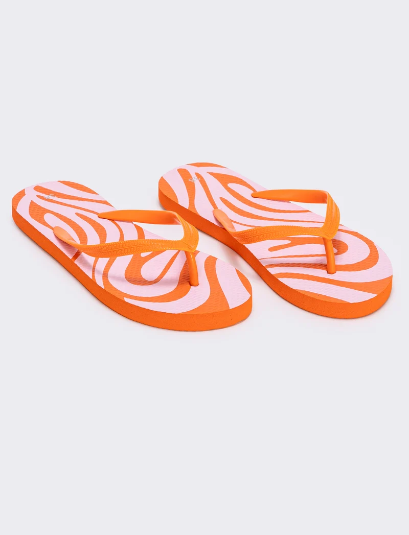 Infradito con stampa astratta PVC - Arancio