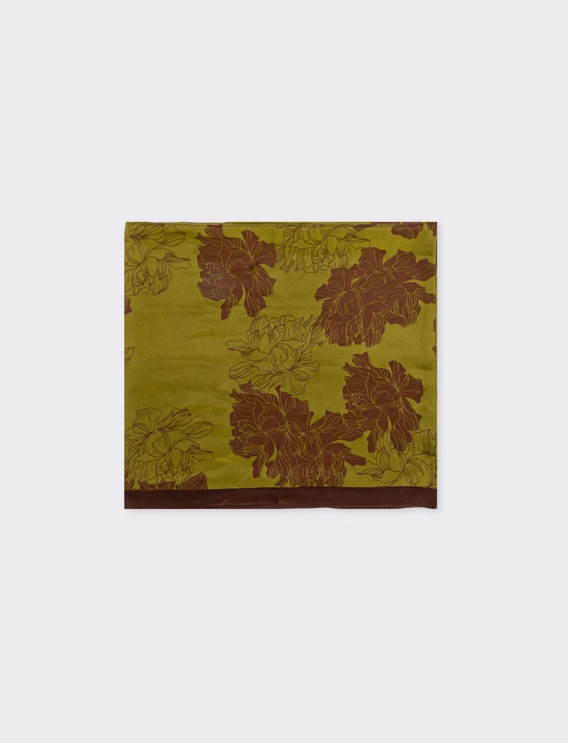 Foulard floreale con bordino elegante - Verde