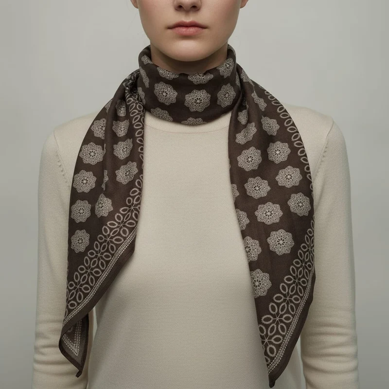 Foulard rettangolare fantasia - Nero