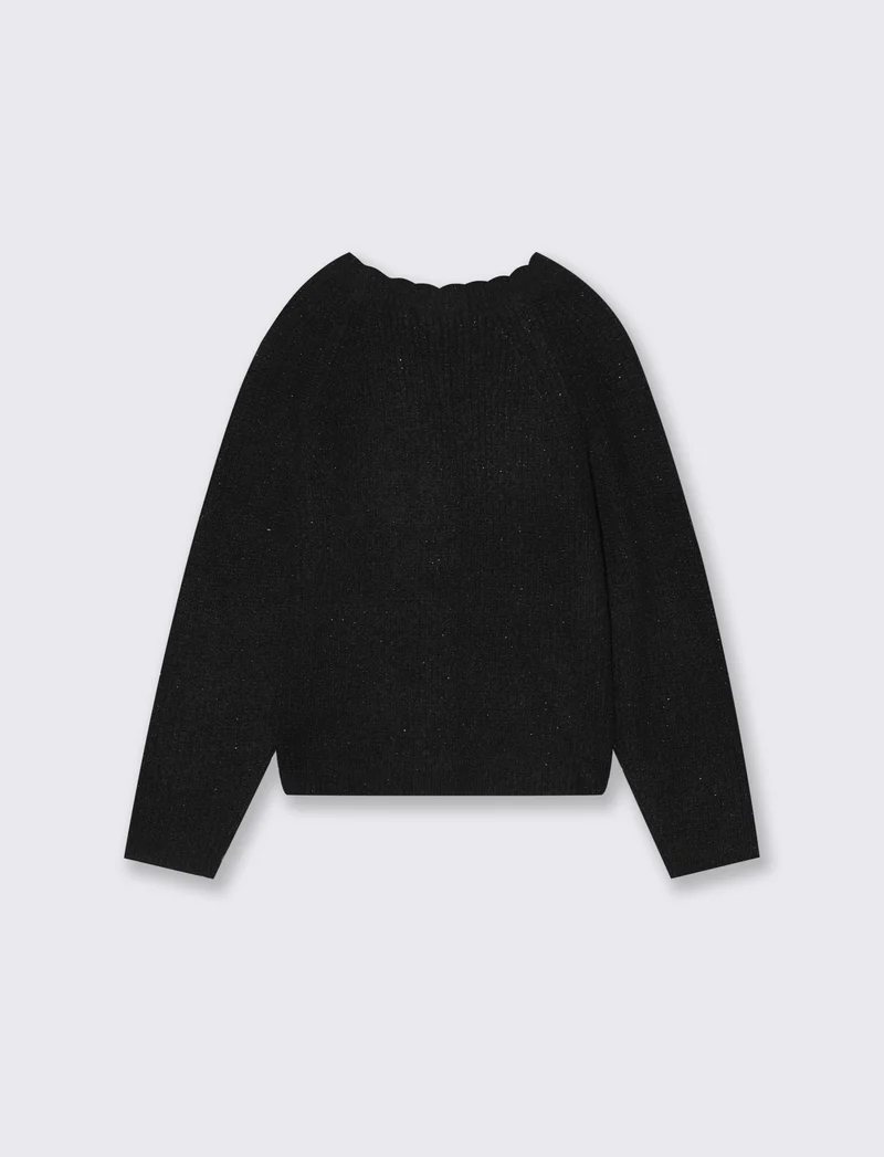 Cardigan raglan in maglieria metallizzata - Nero
