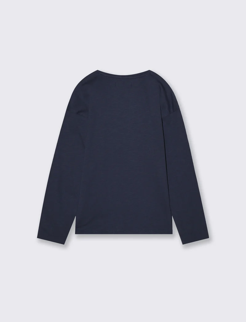 T-shirt maniche lunghe in jersey fiammato - Blu