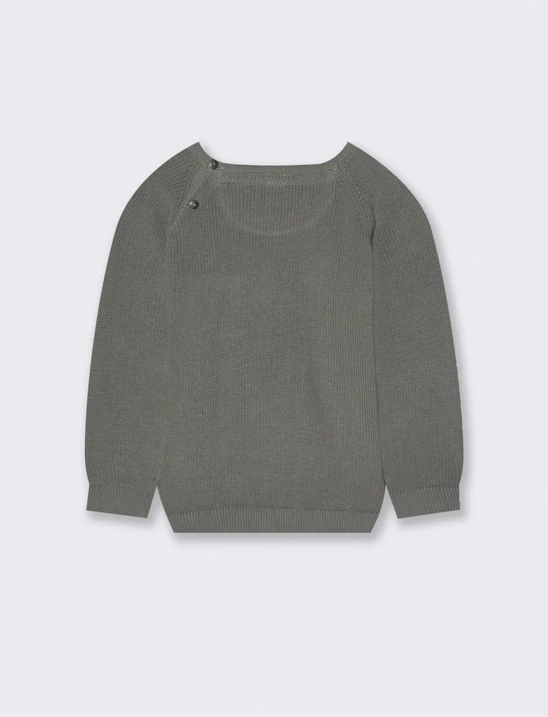 Maglione basico con taschino girocollo - Verde militare