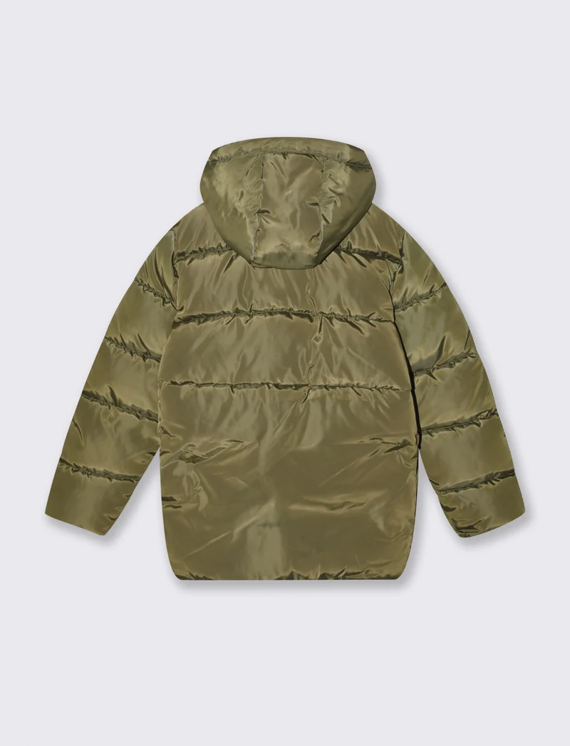 Giubbotto imbottito con cappuccio e tasca - Verde militare