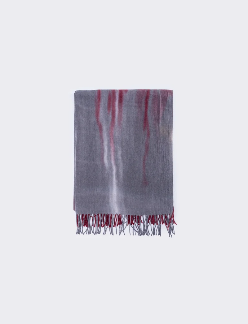 Foulard tye dye con frange uomo peso medio - Rosso