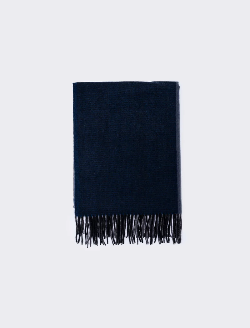 Foulard con frange uomo vari disegni - Blu