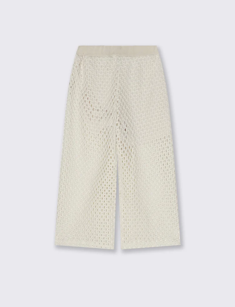 Pantaloni ampi in rete dallo stile romantico - Beige