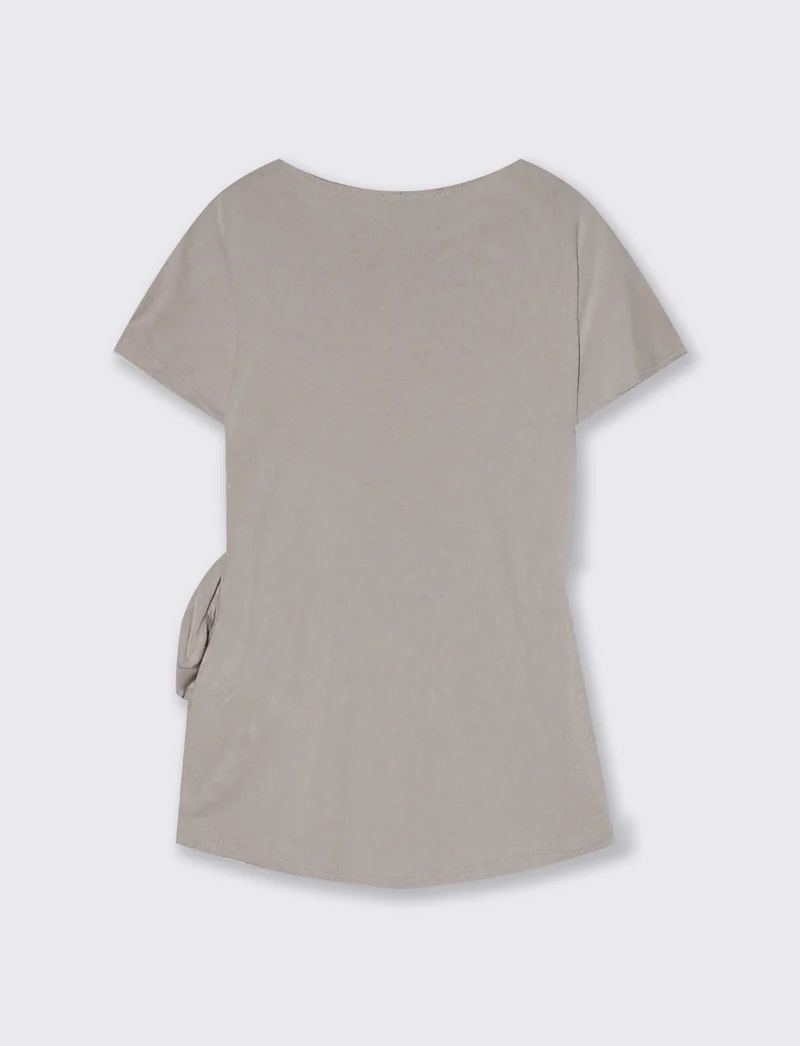 Maglia con nodo e vestibilità comoda - Grigio fango