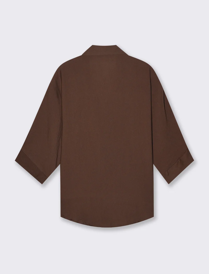 Camicia Manica Corto con Tasca - Moro