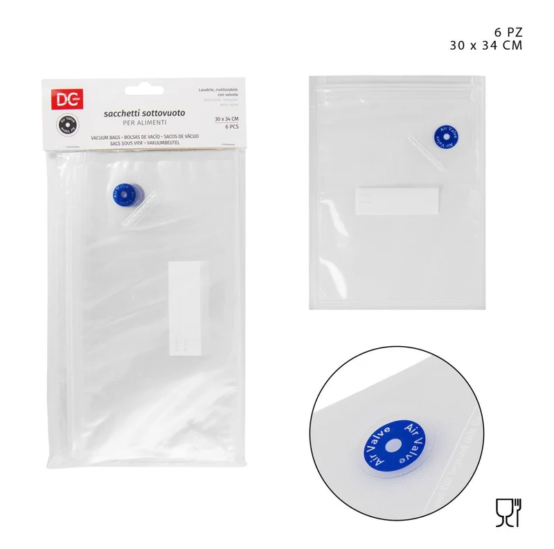 DC CASA sacchetto sottovuoto riutilizzabile 30x34cm 6pz