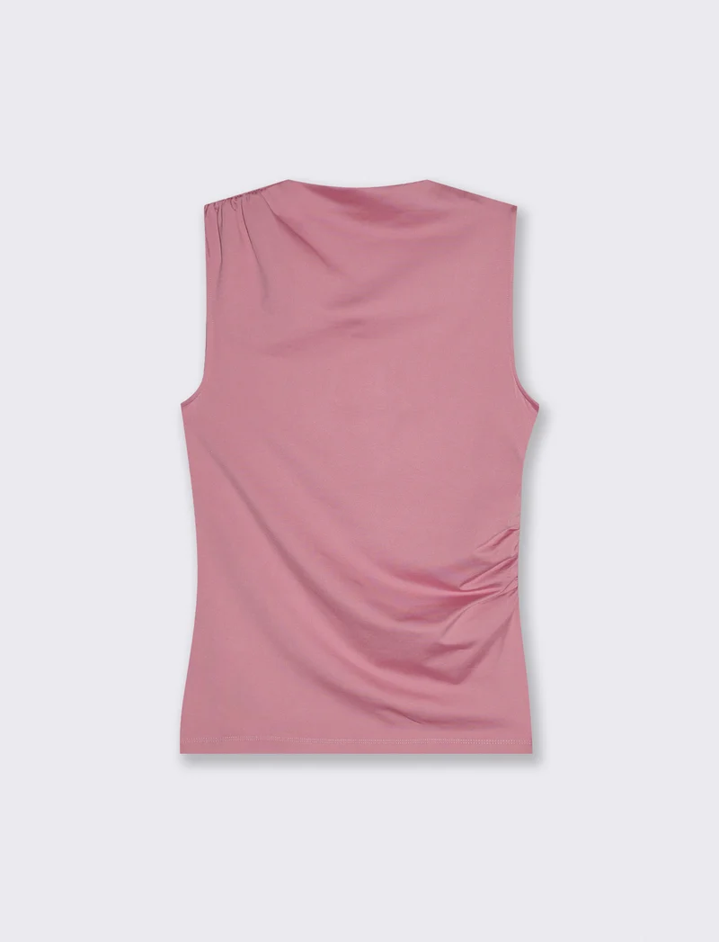 T-shirt giromanica con arriccio elegante - Rosa