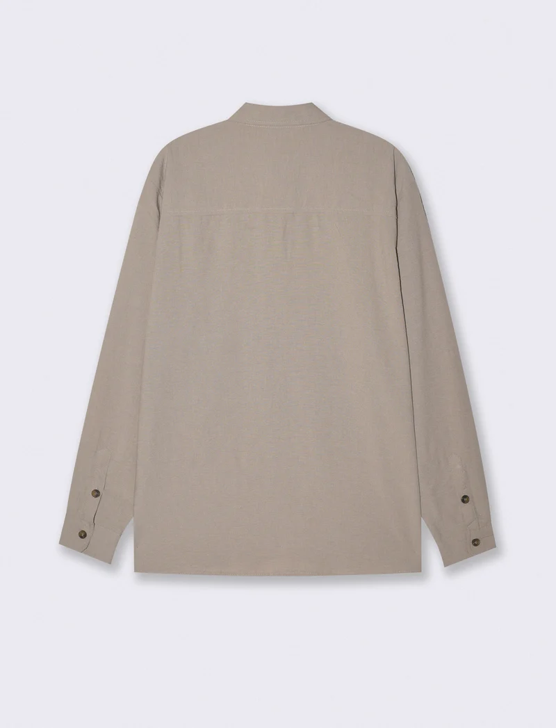 Camicia effetto lino soft fit elegante - Verde kaki