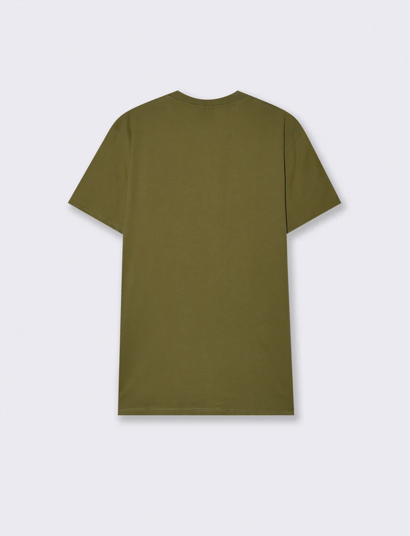 T-shirt girocollo con stampa PUF - Verde oliva