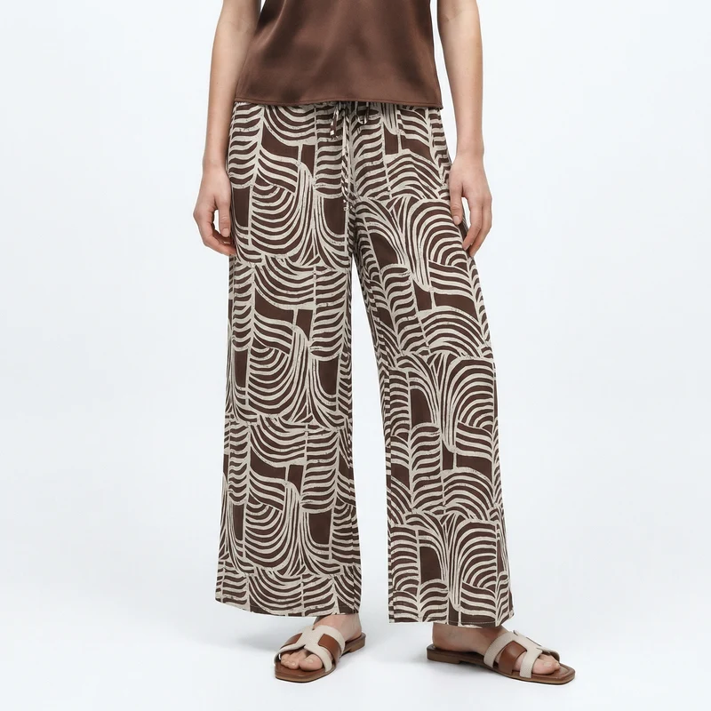 Pantaloni con Coulisse e Stampa - Moro