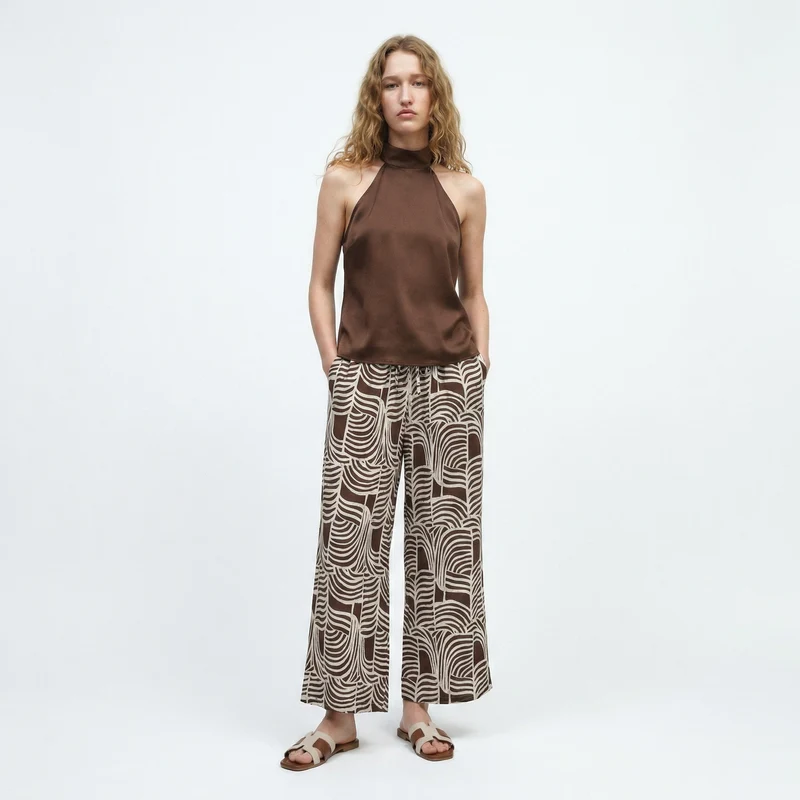 Pantaloni con Coulisse e Stampa - Moro