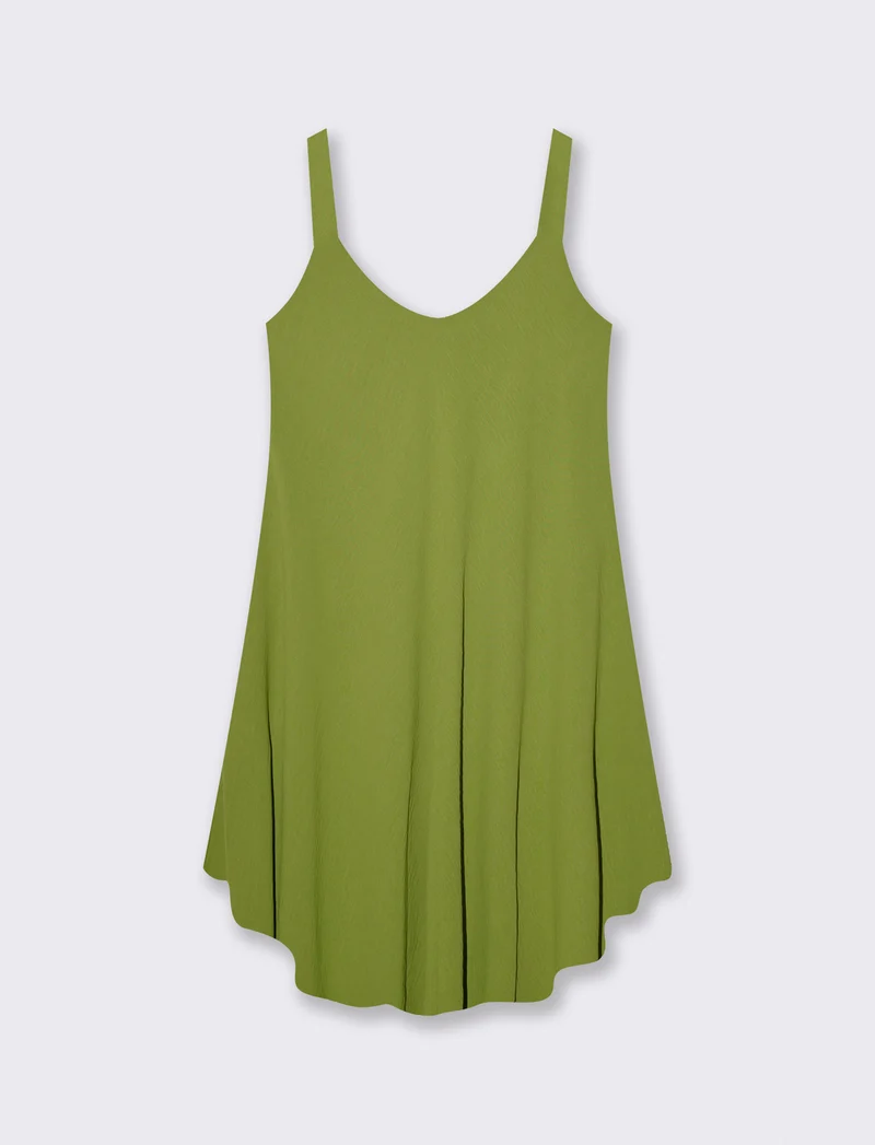 Abito Midi con Bretelle Decorate e Morbido - Verde pistacchio