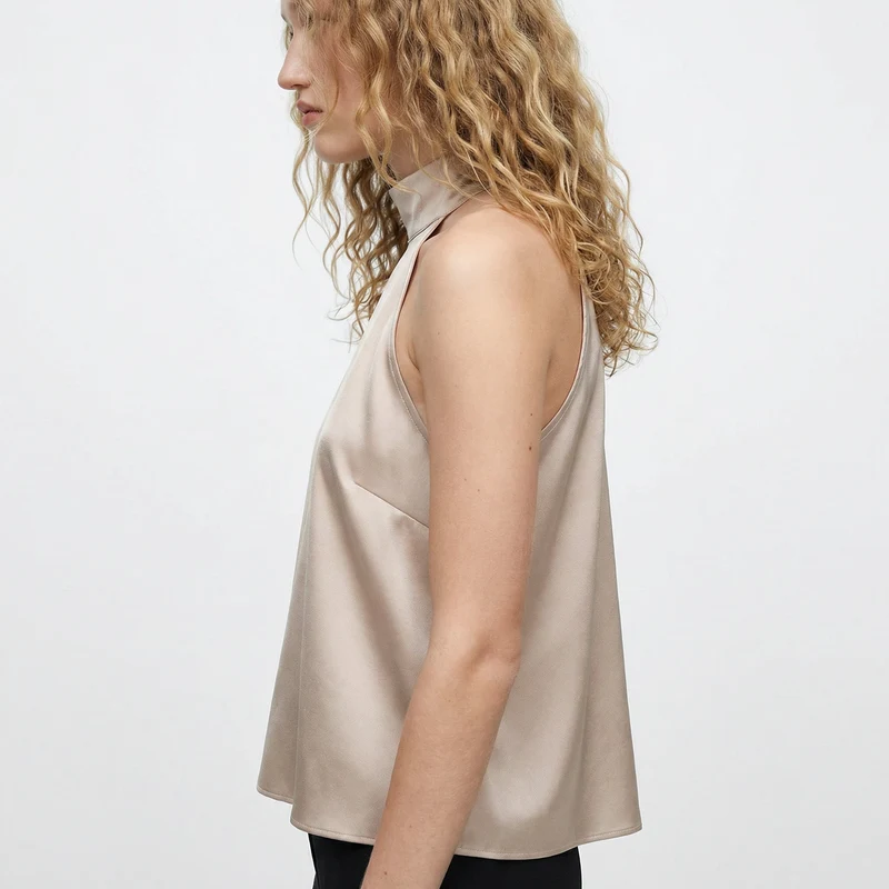 Top scollo all'americana morbido - Beige champagne