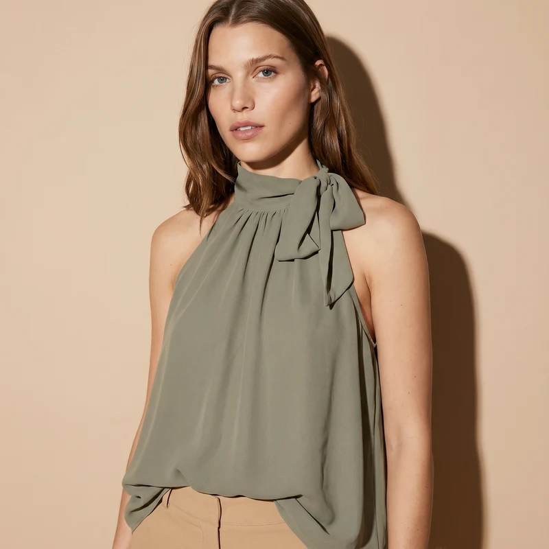 Top a giromanica con fiocco sul collo - Ve.milit.