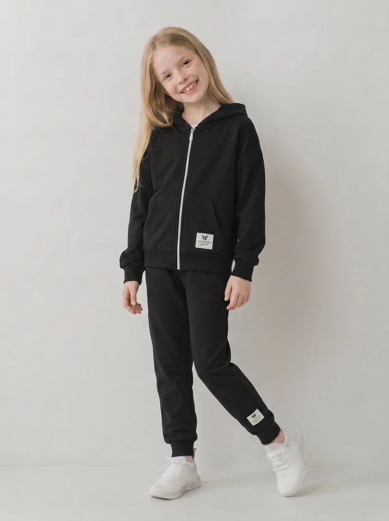 Felpa in french terry con zip e cappuccio - Nero