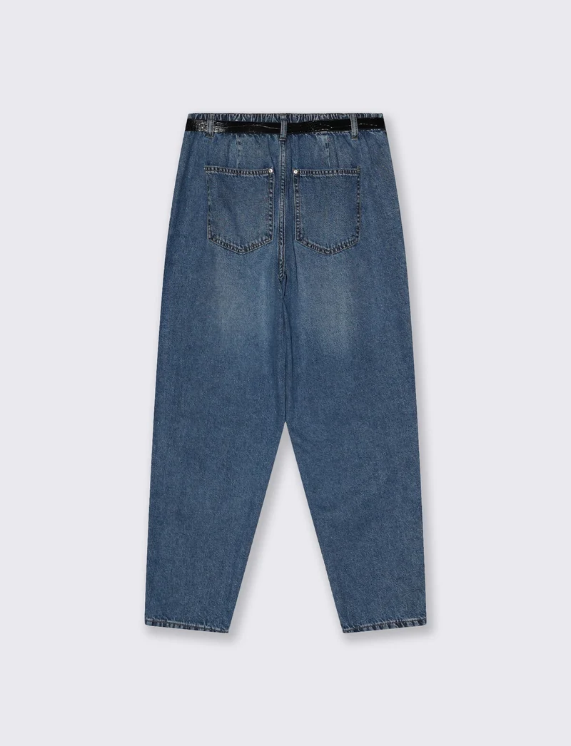 Jeans con cintura e vita arricciata - Denim